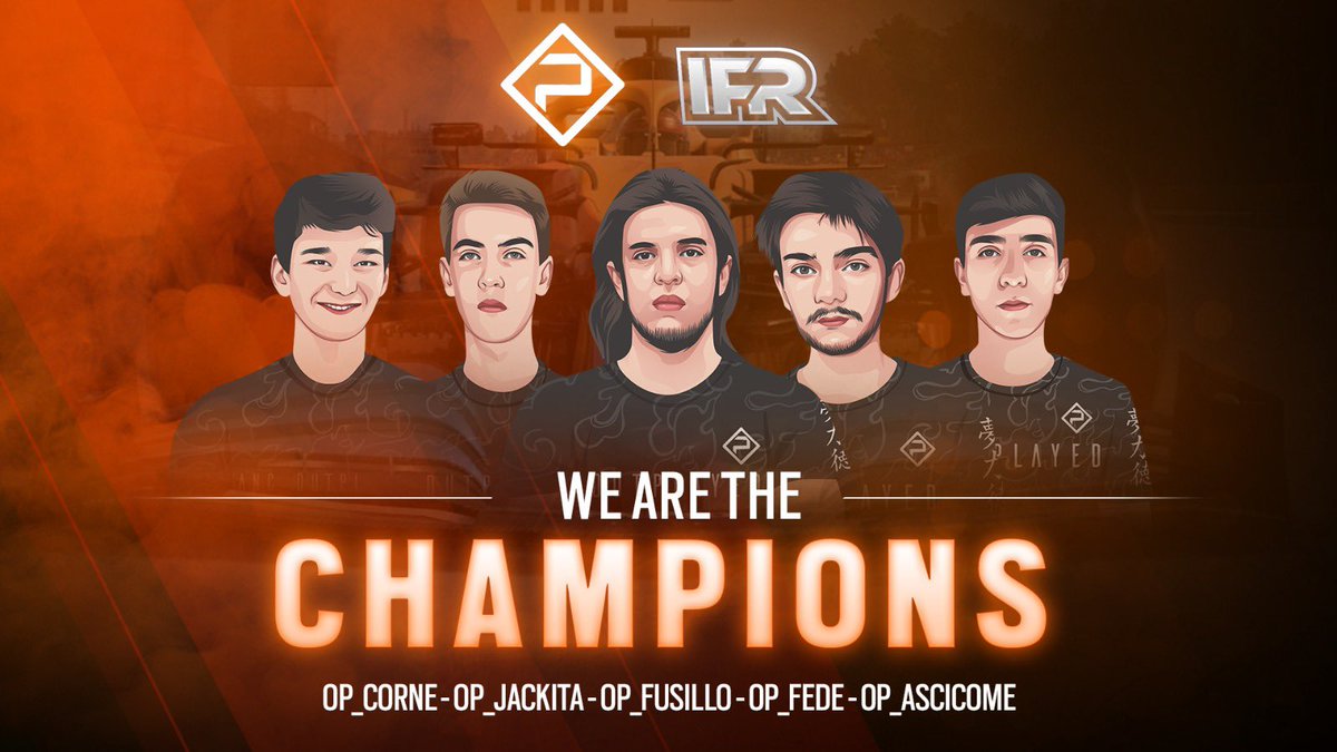 Outplayed Racing - OP (@outplayedracing) on Twitter photo IFR Cup Championssssss 🏆
Thank you to @IFR_eSportsTeam for organizing this amazing event!
<a href="/fusillo97/">Simone Ferri</a>
@OP_JACKITA
@OP_FedeFM
@Corne_CDB
@OP_Ascicome IFR Cup Championssssss 🏆
Thank you to @IFR_eSportsTeam for organizing this amazing event!
<a href="/fusillo97/">Simone Ferri</a>
@OP_JACKITA
@OP_FedeFM
@Corne_CDB
@OP_Ascicome