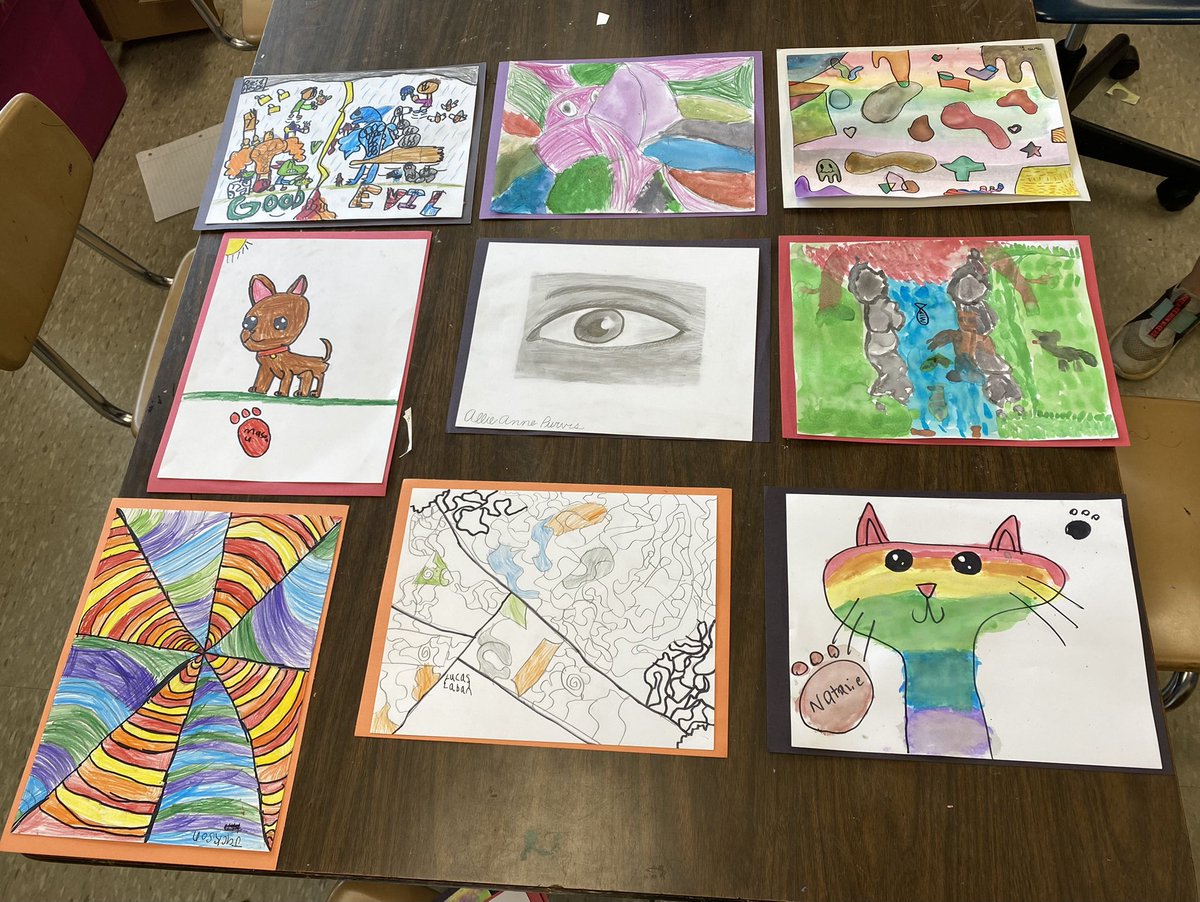 MrsPippensQUEST's tweet photo. Our art is ready for the Youth Art Show at #MeridianMuseumofArt for the #ThreefootFestival https://t.co/TnyIDDgD5O