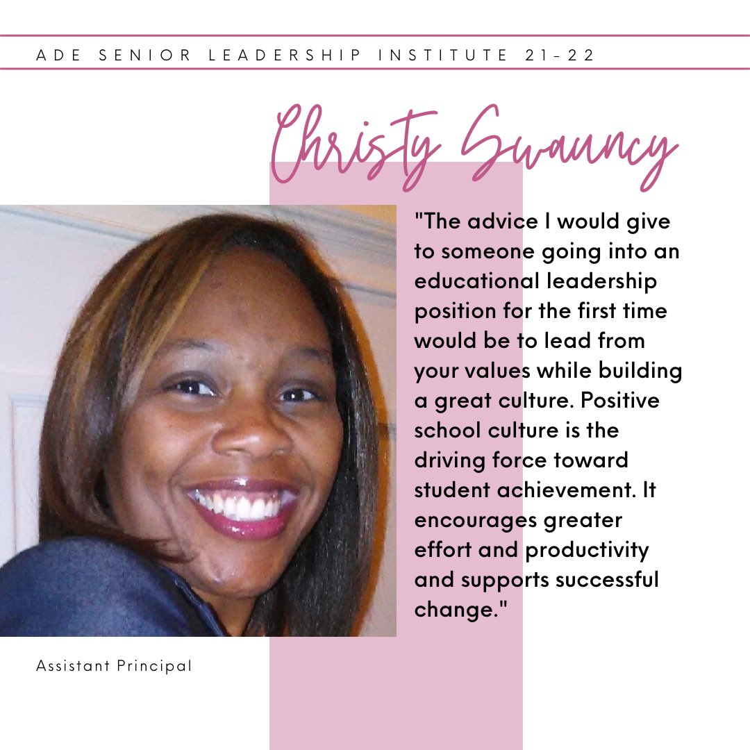 ADEleadersNOLA's tweet photo. Assistant Principal Christy Swauncy is in ADE’s most recent Senior Leadership Institute cohort. 

Learn more about this transformative leadership experience at https://t.co/8fWOxPQyHU https://t.co/QO5qk86fzN
