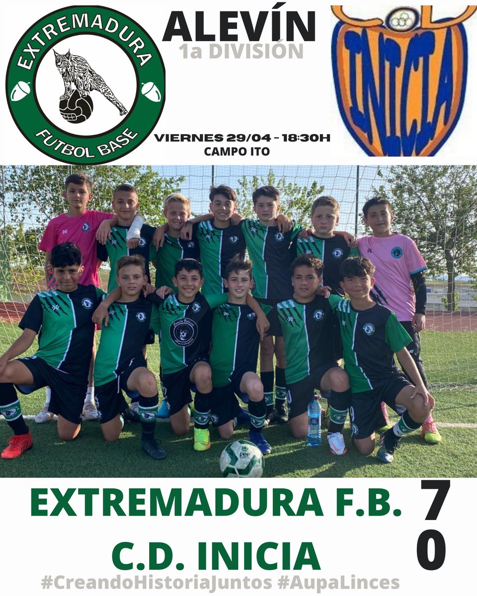 ⚽️ RESULTADO FINAL | FULL TIME 💚

🧑🏻𝗔𝗟𝗘𝗩𝗜́𝗡

⚽️ EXTREMADURA F.B.                      7
      C.D. INIICIA.                                      0  

iiiPartidazo, Linces 💪💚 ⚽️!!!

Pasito a pasito 🐾🐾🐾

#ExtremaduraFutbolBase #AlevinA #AupaLinces #CreandoHistoriaJuntos