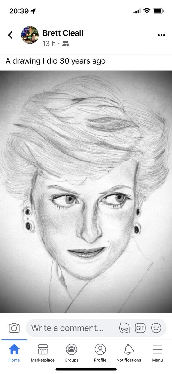 Drawing husband did of Princess Diana some 30 years ago , we just found it again! It’s the eyes for me that are done so well, such great talent ! #PrinceWilliam #princessdiana