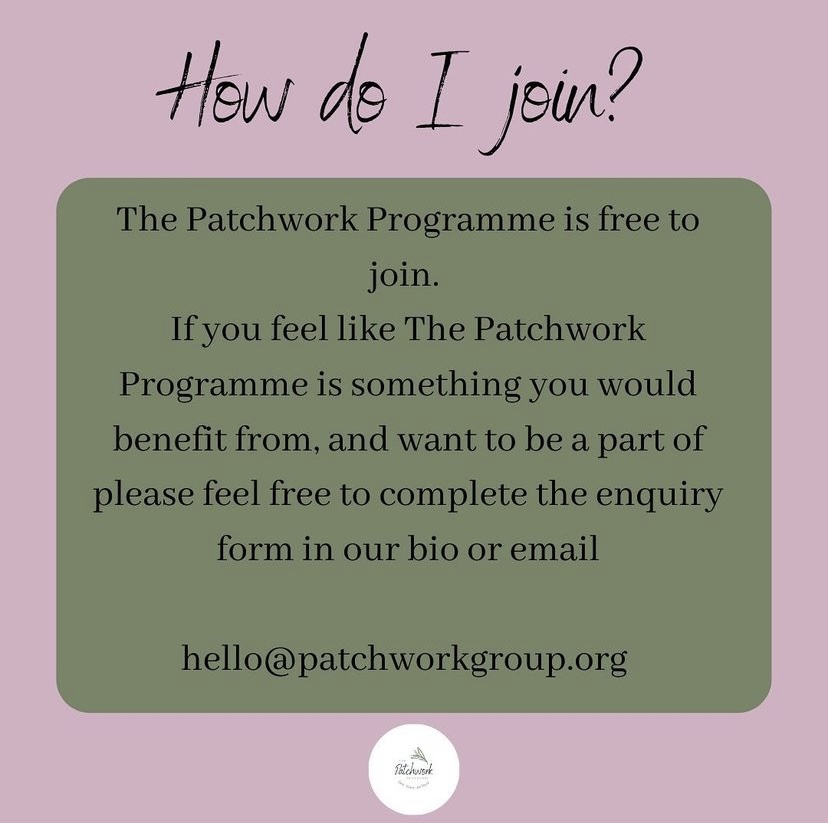 What is the Patchwork Programme? 🌱✨

#rochdale #oldham #bury #supportforwomen #rochdalecommunity #oldhamcommunity #burycommunity #rochdalehealth #oldhamhealth #buryhealth #wellbeing #mentalhealthsupport #gamblingharmsupport