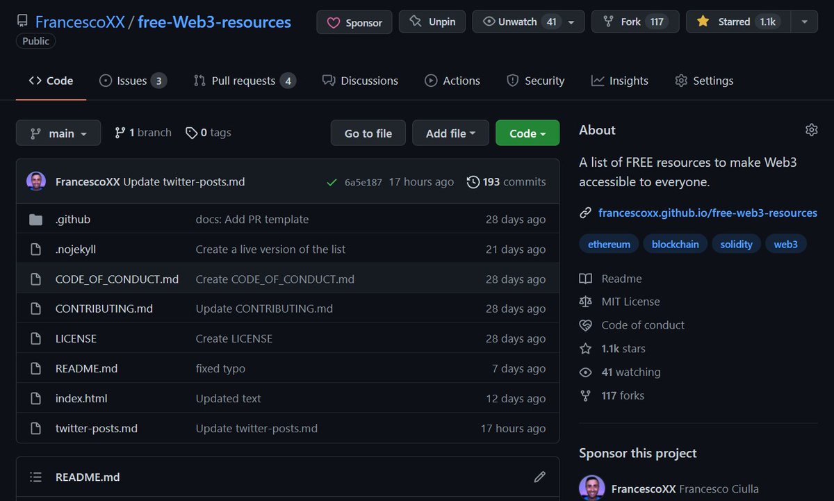 FrancescoCiull4's tweet photo. 🟩Free-Web3-resources repository has reached 1k ⭐stars on GitHub.

It's also ranked #1 as Trending HTML repository Today 🥇.

Thank you Everyone for your support 💚 https://t.co/W2SXJ7VQ45