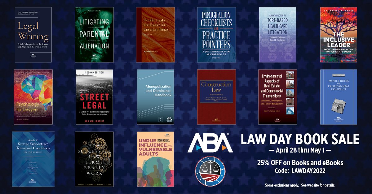 In celebration of #LawDay2022 save 25% on books and e-books when you use promo code LAWDAY2022 at checkout, starting today and running through May 1! Click here to learn more: ambar.org/e34prh
