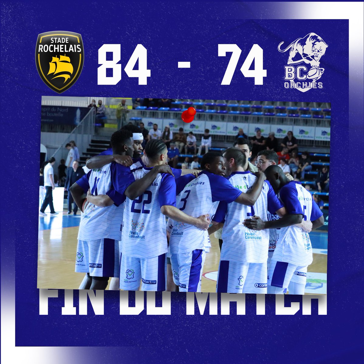 ⏱40’ Fin du match et la saison se termine ce soir sur le parquet du <a href="/SR_Rupella/">Stade Rochelais Basket</a> après une seconde défaite en 1/8ème de finale de #Playoffs! 😔

Merci les gars pour cette saison! On se retrouve très vite avec le #BCOrchies! 🙏🏻 #GoBCO #NousSommesOrchésiens #Orchiescestàvous 🏀🔵⚪️