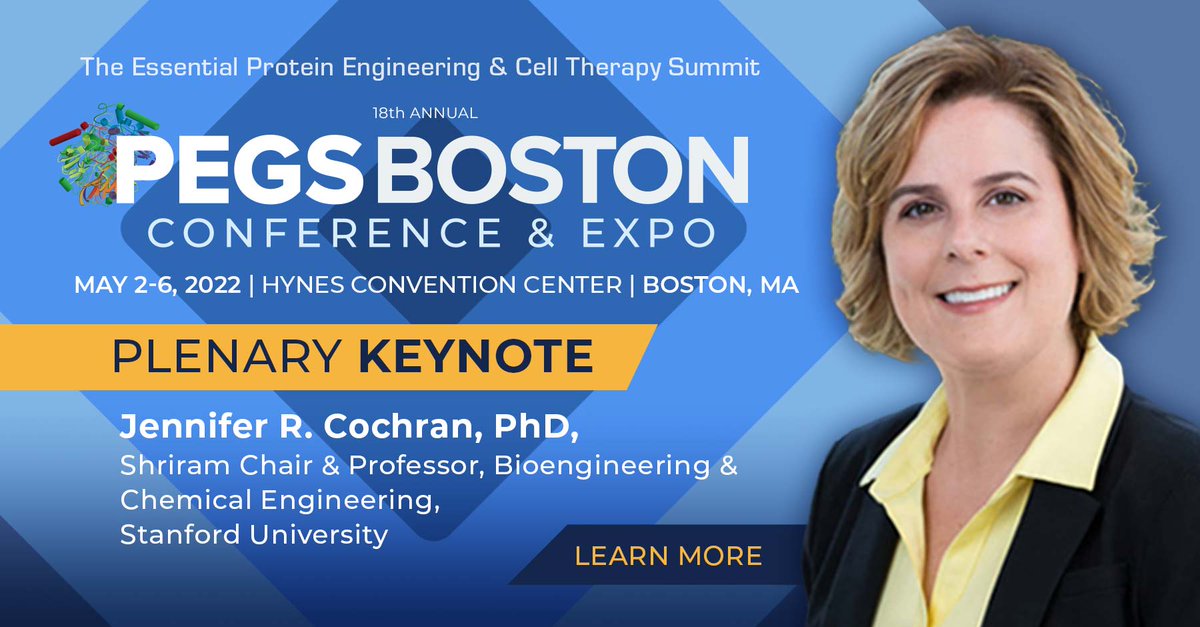 Join #PEGS22 Plenary Keynote Jennifer Cochran, PhD, today at 4:10pm to discuss challenges and opportunities in developing non-antibody protein therapeutics. pegsummit.com/plenary-keynote