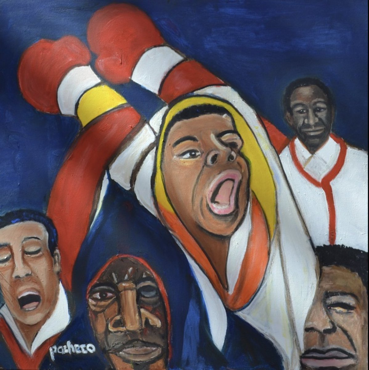 Did you know Ferdie Pacheco painted? Well I didn't. Shown: “Ali Wins!” oil on canvas, 36″ x 36″