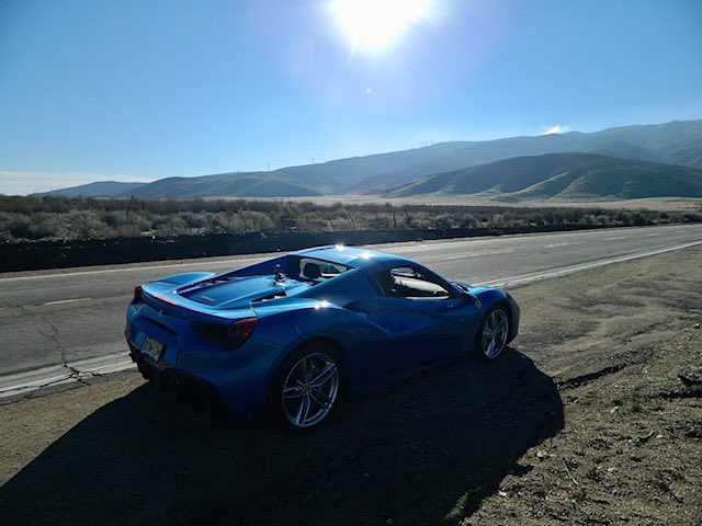 JGrunsell's tweet photo. My favourite road trip. L.A to Palmdale in a gorgeous blu corsa Ferrari 488 spider. #Ferrari488 #488spider #italianexotic #italiansupercar #roadtrip @RoadTripAmerica @RoadTrippinPod @NetoDemetriou @ITASuperCar @LuxuryCars365 @FerrariConnois1 @KenLingenfelter https://t.co/VFlxlzCT1u