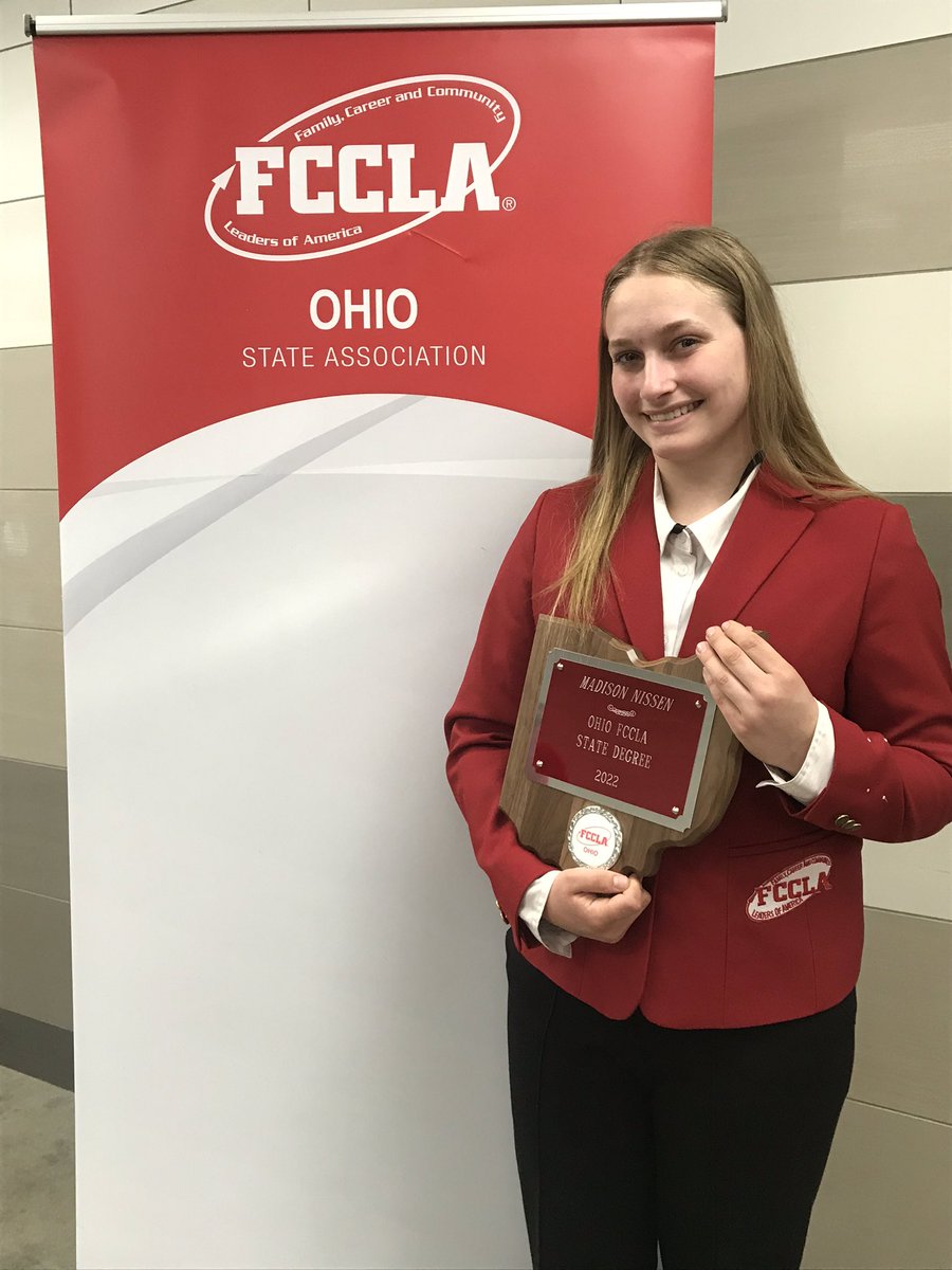Congratulations to Madison Nissen for earning her State FCCLA Degree! #ohiofccla <a href="/cschell32/">Schellyeah!</a> <a href="/pentacareerctr/">Penta Career Center</a>