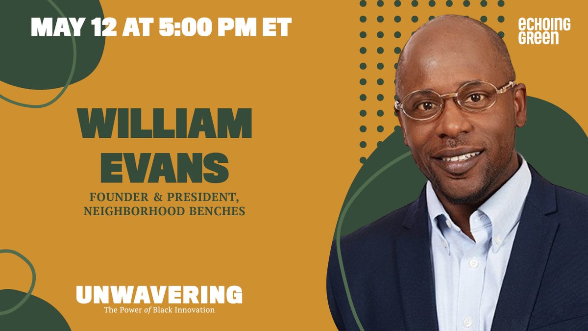 Don't miss the virtual premiere of <a href="/echoinggreen/">Echoing Green</a>'s Unwavering: The Power of Black Innovation on May 12. I'll be in conversation with <a href="/TiffThomp/">Tiffany Thompson</a> about the power &amp; impact of meeting Black leaders in community &amp; being in authentic conversation. Register now: bit.ly/3uVFK8k