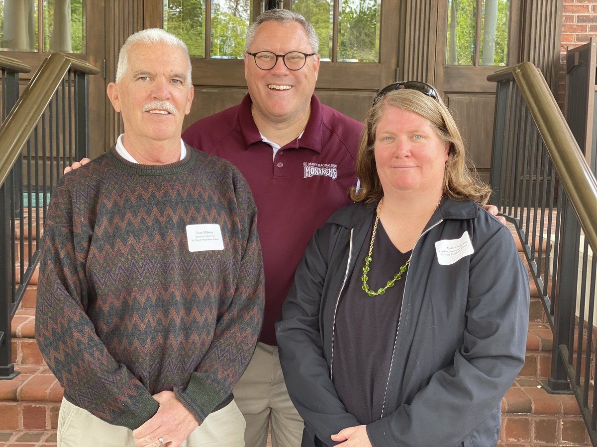 StMMPrincipal's tweet photo. A great honor to attend the @apex_chamber Teacher and Teaching Assistant of the Year luncheon today with these great educators @stmmnc! @RaleighDiocese @MayorJacques https://t.co/NWSdyg1fUV