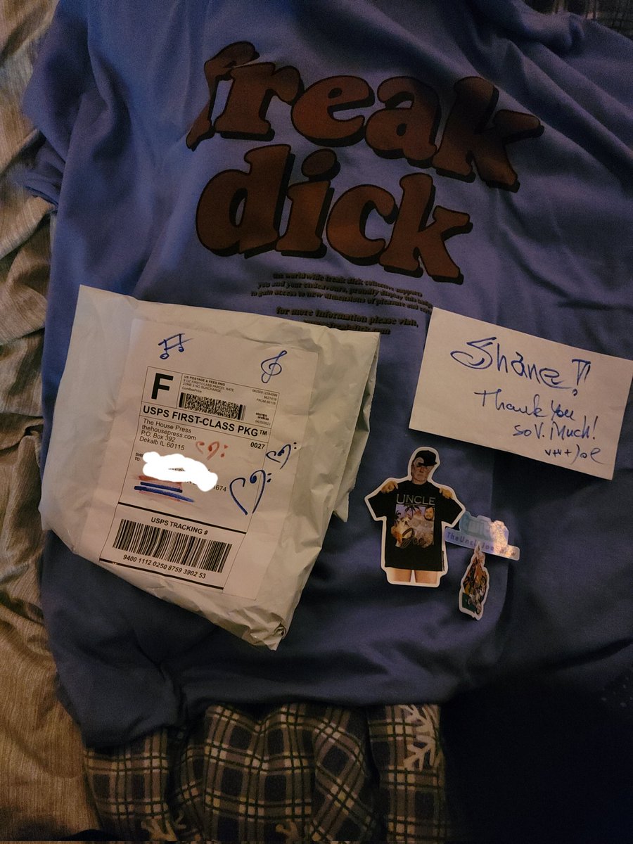 StalePorkchop's tweet photo. @theunclejoeshow you're an ABSOLUTE KING for this one dude. Personalizing each package like this? Free stickers with a love letter? As if I couldn't respect you enough for what you do, you take it to a whole nother level. That's what I call #FreakDick https://t.co/qLFxObxzoj