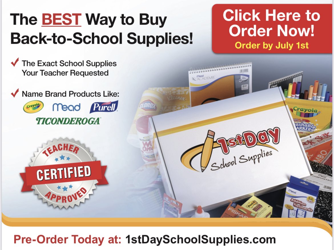 Want to get a head start and save yourself time by ordering your school supplies for the 2022-23 school year now?  All kits will be delivered directly to the school and sent right to your student’s classroom prior to the start of the school year. ✏️📓🖍