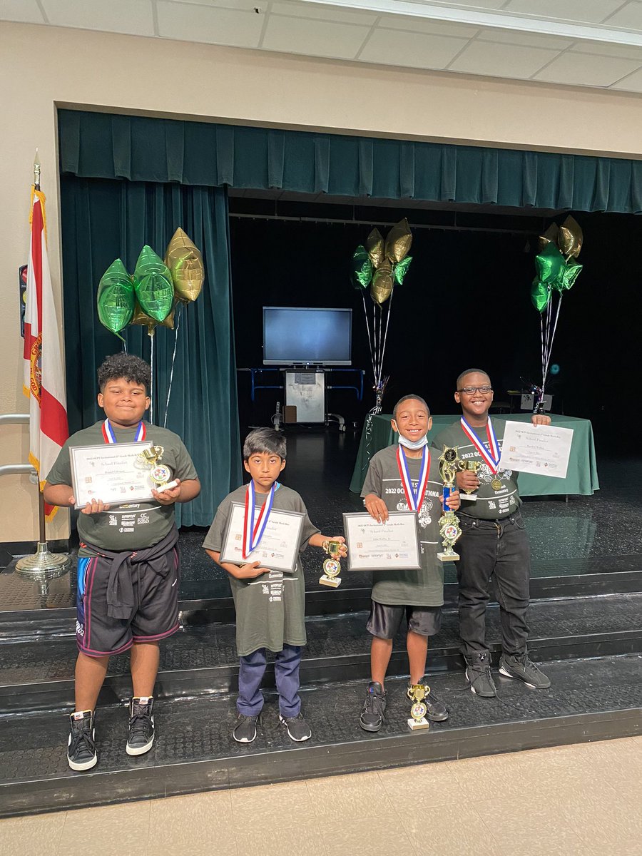 Pineloch_OCPS's tweet photo. Congrats to all our Math Bee finalists and winners!  Special thanks to Mrs Wolf and our 4th grade team. @SWLC_OCPS  @OCPSnews https://t.co/B9vQqfkov5