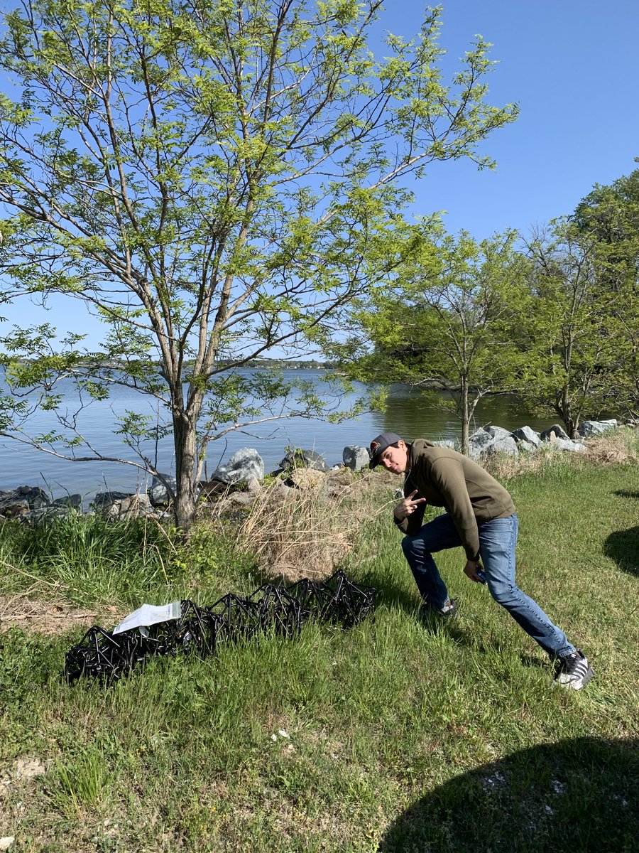MattWGray's tweet photo. ⁦@AlTheScientist⁩ in his boy stance next to harrow he’ll be using this summer @umces to evaluate the effects of ouster dredging on water quality https://t.co/DB7VHQd41U