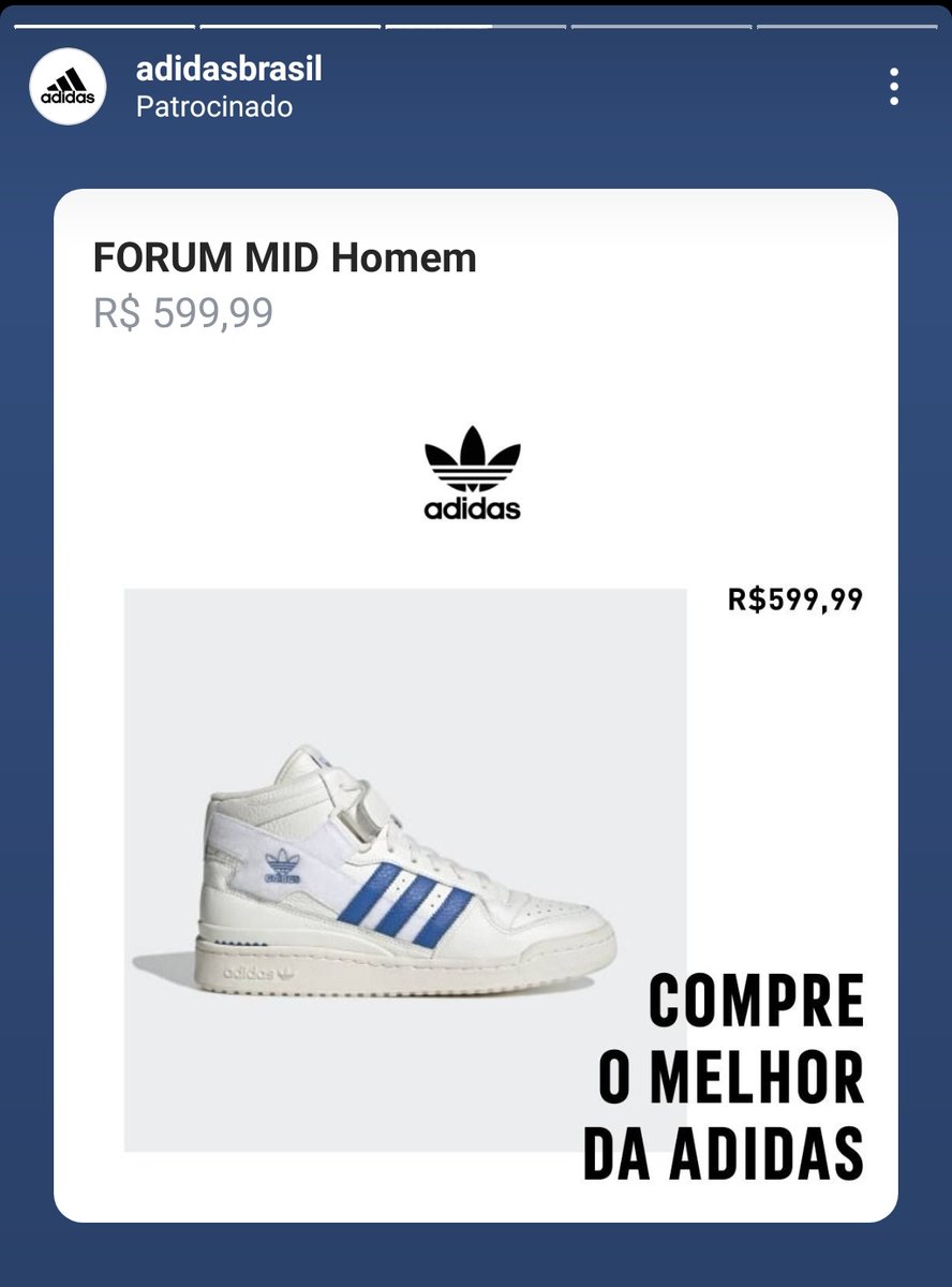 naathsiilva's tweet photo. Eu gostaria que esse tênis de 600 reais da Adidas parasse de aparecer pra mim todos os dias 

Maldito marketing https://t.co/Tg6pWwM7ww