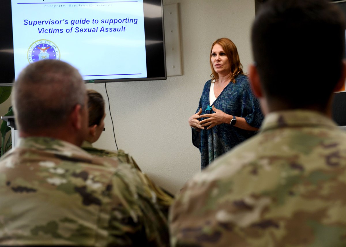 149FW's tweet photo. As #SAAPM comes to an end, we recognize the #Gunfighters who showed up to raise awareness about sexual assault. Members showed their commitment to a safer DoD community &amp; solidarity to survivors through rock painting, wreath making, Denim Day and more. https://t.co/vXreHfkp1v
