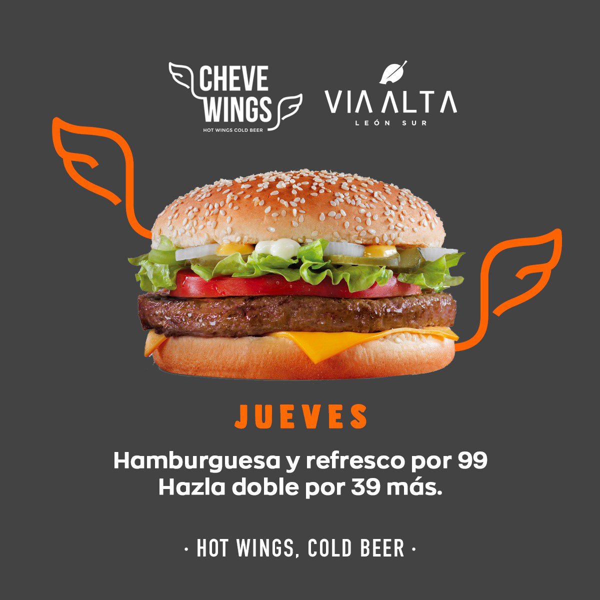 viaaltaleonsur's tweet photo. r Hoy es Jueves de Hamburgues y Refresco por $99.00 en @@chevewings 😍😋
#TuViaAlSabor #TodoEnUnMismoLugar #burger #hamburguesas #wings #boneless #beer https://t.co/HmJy5YzCTO