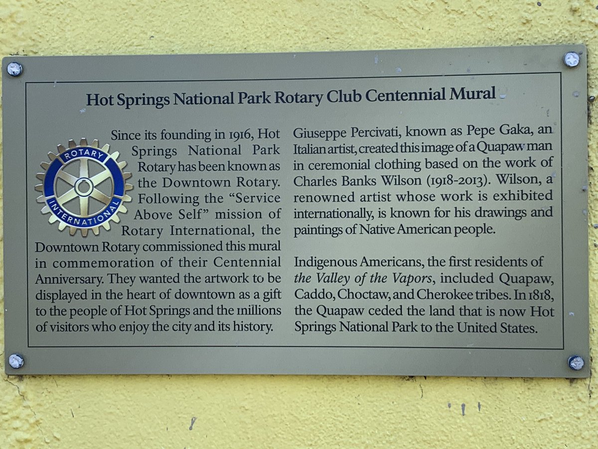 TiffanyErvin's tweet photo. I absolutely love exploring new cities & finding projects proudly sponsored by local @rotary clubs, like this gorgeous mural in Hot Springs, Arkansas. #Peopleofaction #RotaryGeek 💙💛 #tiffanystravels #centennialproject https://t.co/UUBIUq8m3q
