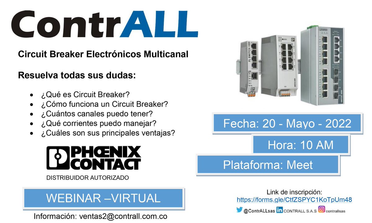 ContrALLsas's tweet photo. Hoy queremos presentar uno de nuestros equipos más innovadores: Breakers multicanal para protección de equipos sensibles a 24 VDC. - PHOENIX CONTACT
Link de inscripción: https://t.co/2mLKYqbVMx https://t.co/2DunW8RHBW