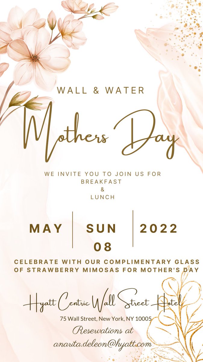 HyattNyc's tweet photo. Celebrate Mother's day with us! Enjoy our special complimentary strawberry mimosas! Perfect for spring, and perfect for such a special day. 

Stay at the Hyatt Centric Wall Street Hotel, where you are in #TheCenterOfEverything https://t.co/766k3mSDcN