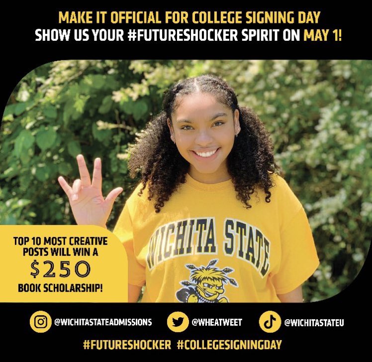 May 1st is College Signing Day for high school Seniors! Use #FutureShocker in a post and let us know why you’re excited to attend WSU! The top 10 most creative posts will win a $250 textbook scholarship!! Can’t wait to see your posts!!!  #FutureShocker 🖤💛