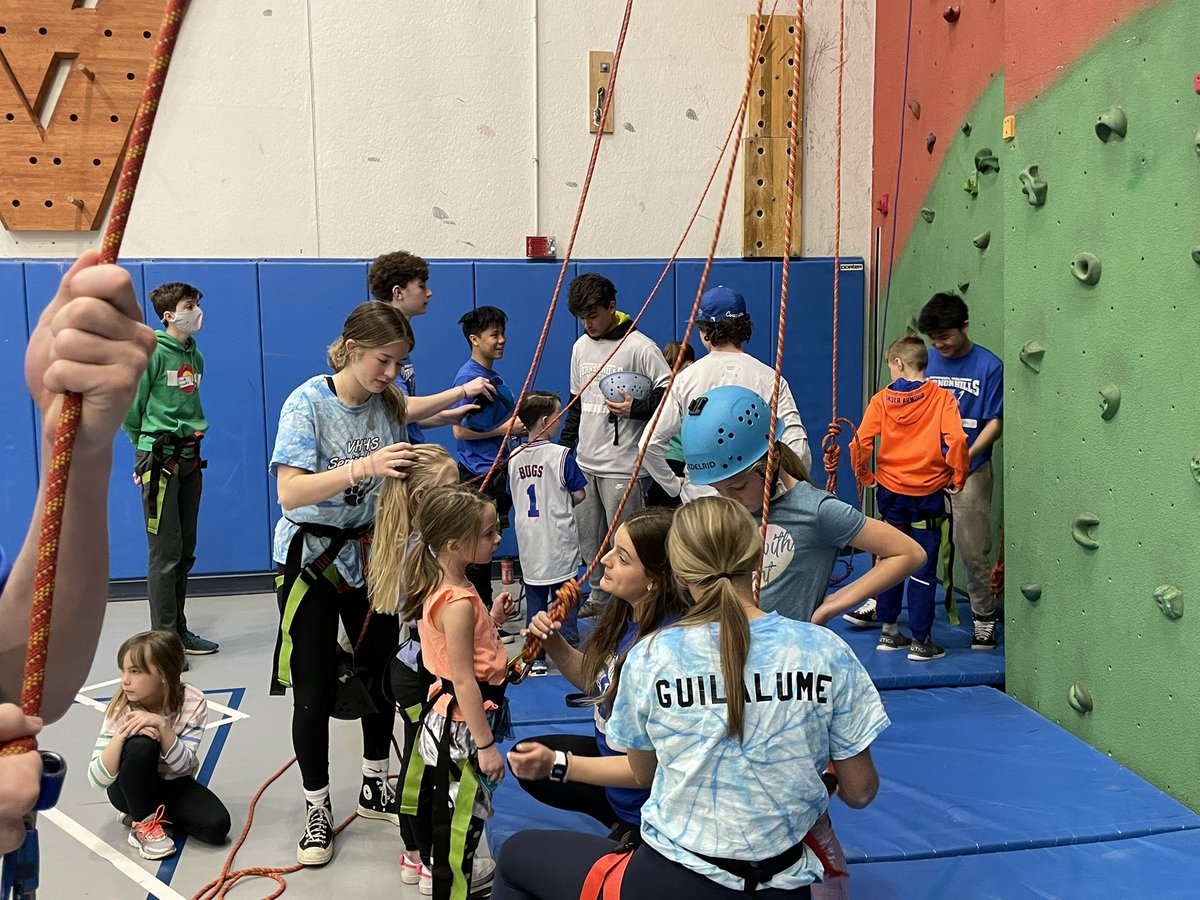VHHSOutdoorEd's tweet photo. Take your child to work day was a huge success! It was so rewarding to see the skills these kids have learned put to use to make these kids’ day. I am one very proud teacher. It was my favorite day as a kid, climbing with my dad, and a big reason I became a teacher. #D128Daring https://t.co/HdNE3S4qQQ