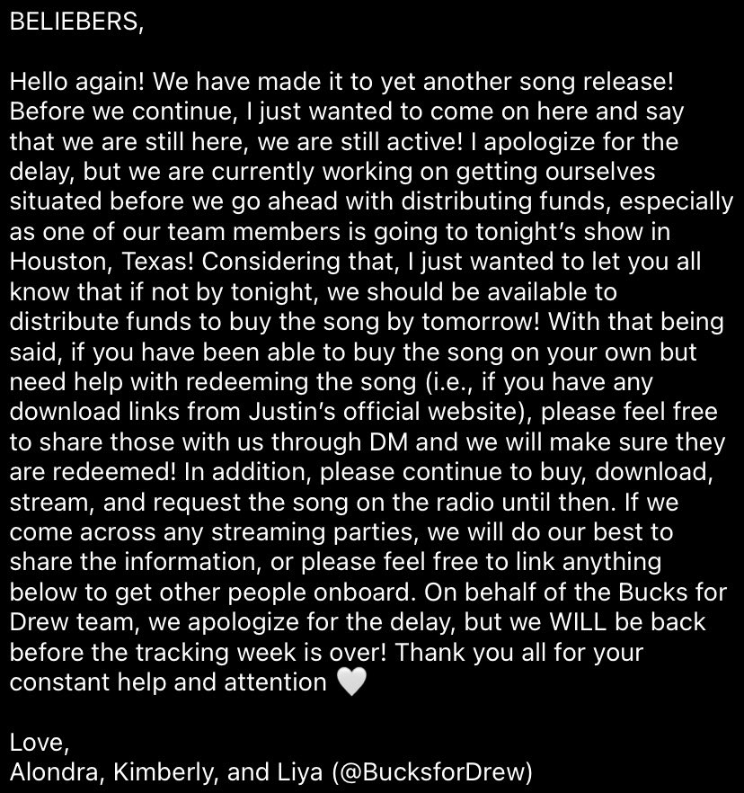 Hello everyone!

Sorry for the delay, but (if you have the time to read) here is a quick update on our current status for “Honest.” If you are hosting or know of any streaming parties, please feel free to share them below for now.

Thank you always! #Honest