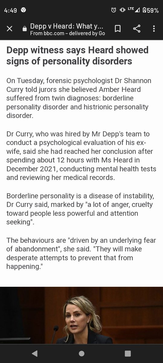 TAlexandreaaaa's tweet photo. This literally pisses me off. Let's just spread MORE stigmatism about BPD 🙄
Ffs, this psychologist barely knows the difference between NPD and BPD, how is her testimony even credible?
 #JohnnyDeppAmberHeardTrial https://t.co/V0eySfW4VO