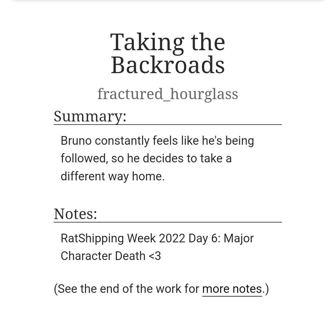 CrackdHourglass's tweet photo. #RatShippingWeek2022 day 6: major character death. this was supposed to be a tiny lil drabble but it spiraled into this, so enjoy 😈
https://t.co/N5Gk8E3Eup https://t.co/SUefOHugx1