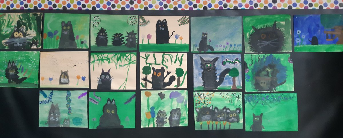 MJHod74's tweet photo. My students were inspired by Maud Lewis' artwork. Beau travail mes amis! ❤ @HorizonElement2 https://t.co/yL7pJlSEp5