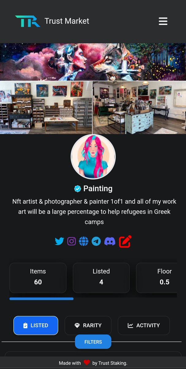 Painting_Art1's tweet photo. 🎉We reach 60 Painting-Art piece minted on @TrustMarketNFT 
💥Lets growth together 
You can mint your Painting-Art piece now with différentes currencies #Egld #ride #LKMEX with only 0.25 EGLD
Mint your Painting-Art piece here👉
https://t.co/btdZQrZYbd

#Elrond #nftart #Maiar https://t.co/QA7c6oghPa
