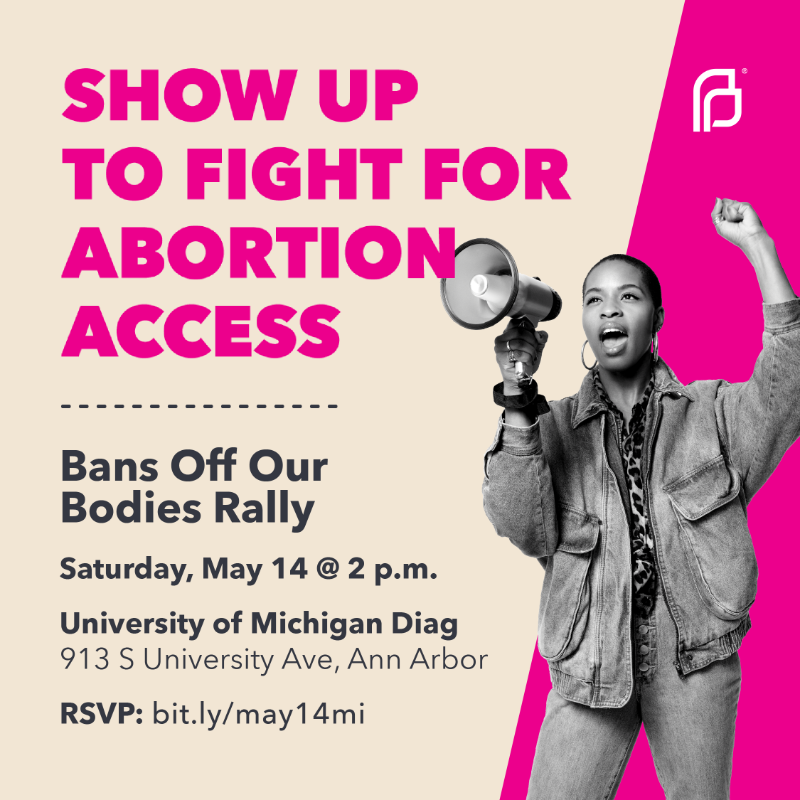 mippadvocates's tweet photo. We're rallying for abortion access Saturday, May 14. We won't let the abortion bans sweeping the country put our lives and futures at risk, and we won't be silenced while our fundamental right to control our bodies is taken away. #bansoffourbodies