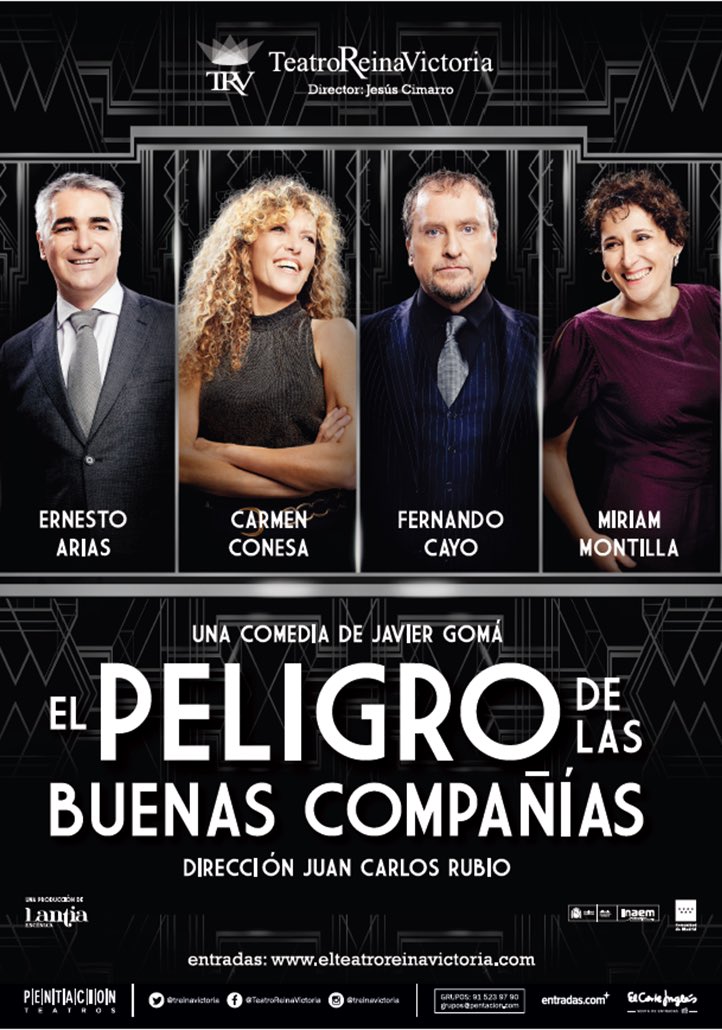 Entusiasmada con la obra El peligro de las buenas compañías, de <a href="/JavierGomaL/">Javier Gomá Lanzón</a>. Una comedia inteligente, culta, elegante, que huye de toda vulgaridad. Increíble Fernando Cayo, que es una máquina de hacer reír. Un auténtico lujo, no se la pierdan!! 🎭