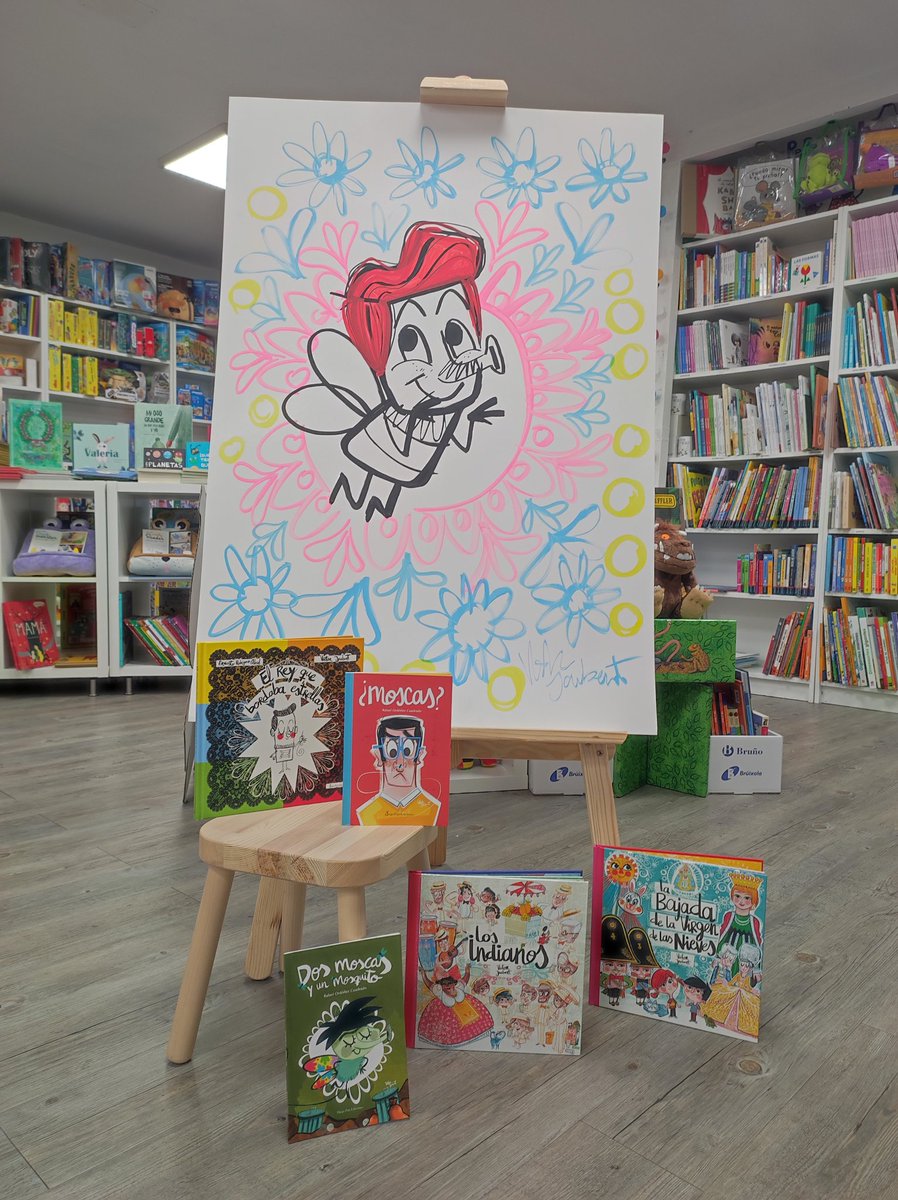 Buen fin de semana.

Gracias por este precioso dibujo a <a href="/VictorJaubert/">Víctor Jaubert</a> que realizó durante la presentación del libro ¿Moscas? escrito por Rafa Ordóñez,
Ilustrado por el propio Víctor, editado por <a href="/DiegoPun_ed/">Diego Pun Ediciones</a> .

Aquí estaremos abiertos el sábado y domingo de 9.00h a13.00h