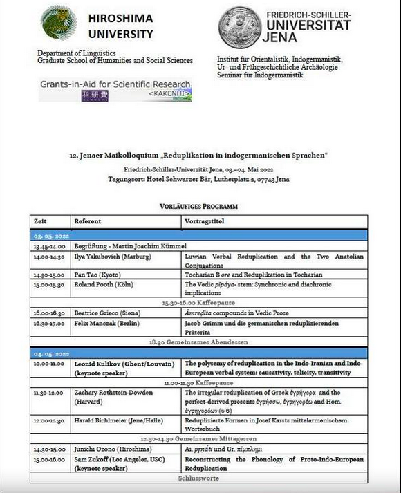 m_serangeli's tweet image. Save the date!🥳 Next week (3-4 May) our 12th Jenaer Maikolloquium takes place. Topic: 'Reduplication in the Indo-European Languages'. Look at our programme👇 and please email me if you are interested in attending online (matilde.serangeli@uni-jena.de). See you there! 😊