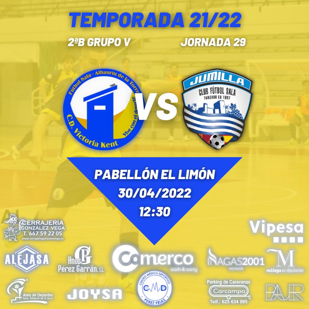 ¡Despedimos la temporada en casa!
📆Sábado 30
⏰12:30
🏟Pabellón El Limón
🆚 <a href="/JumillaFS/">CFS Jumilla</a> 
🎟3€