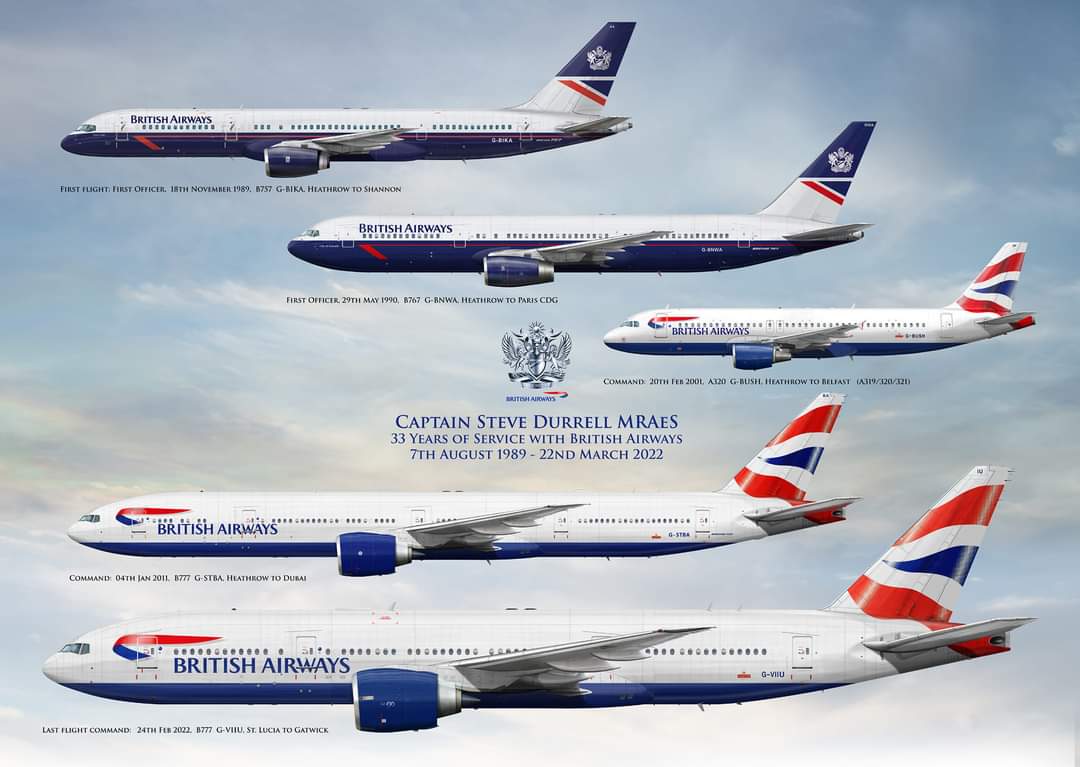 Custom Airline Career Retirement Artwork for a @british_airways Captain who flew the Boeing 757/767/777 and Airbus A319/A320/A321 fleet for 33 years. #pilotlife #avgeeks #aviation #crewlife✈Art Requests: nick@airlinersillustrated.com
Learn more: AirlinersIllustrated.com