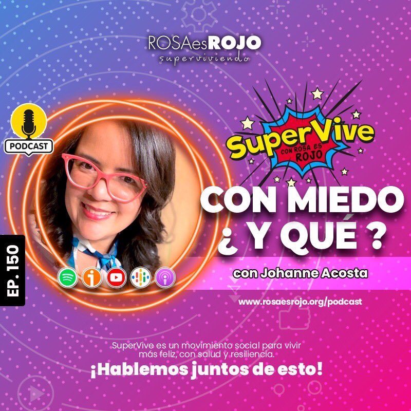 Our very own Johanne Acosta was invited to join @rosaesrojo ‘s podcast “Supervive”! Make sure to join rosaesrojo.org/podcast on May 4th to hear her speak about the human emotion of fear and strategies to use it to our advantage.  #mentalhealtheducation #sciencebackedstrategies