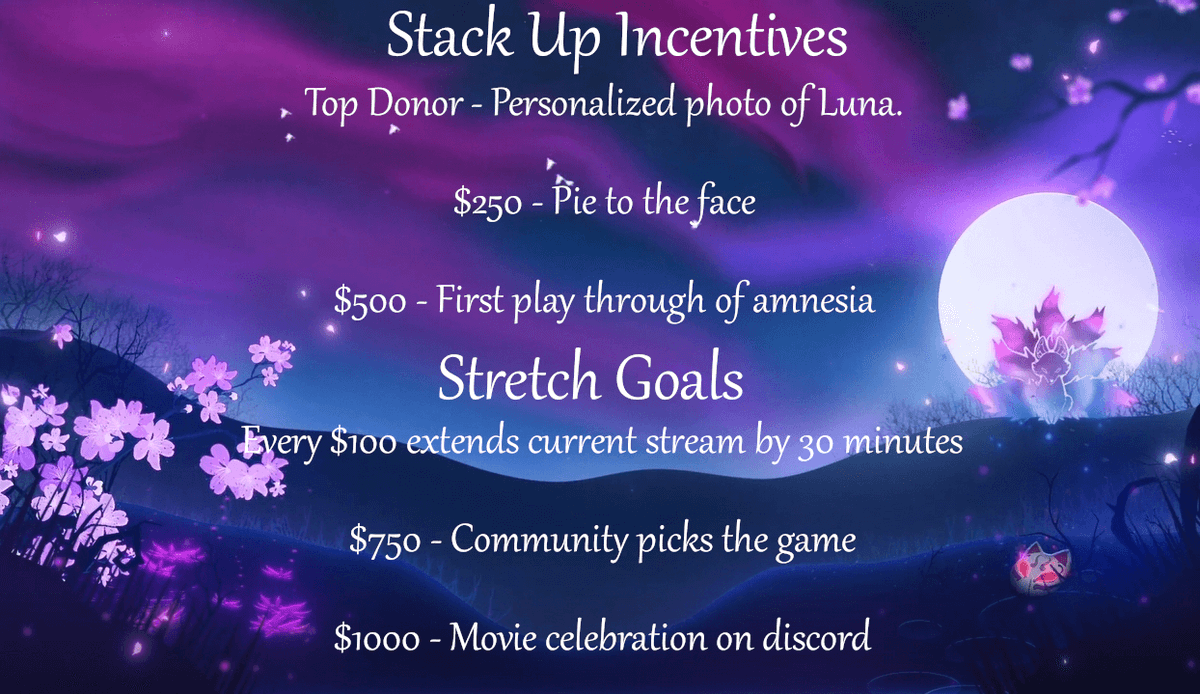 These are my incentives for Stack Up! I'm raising money through the end of the year <3