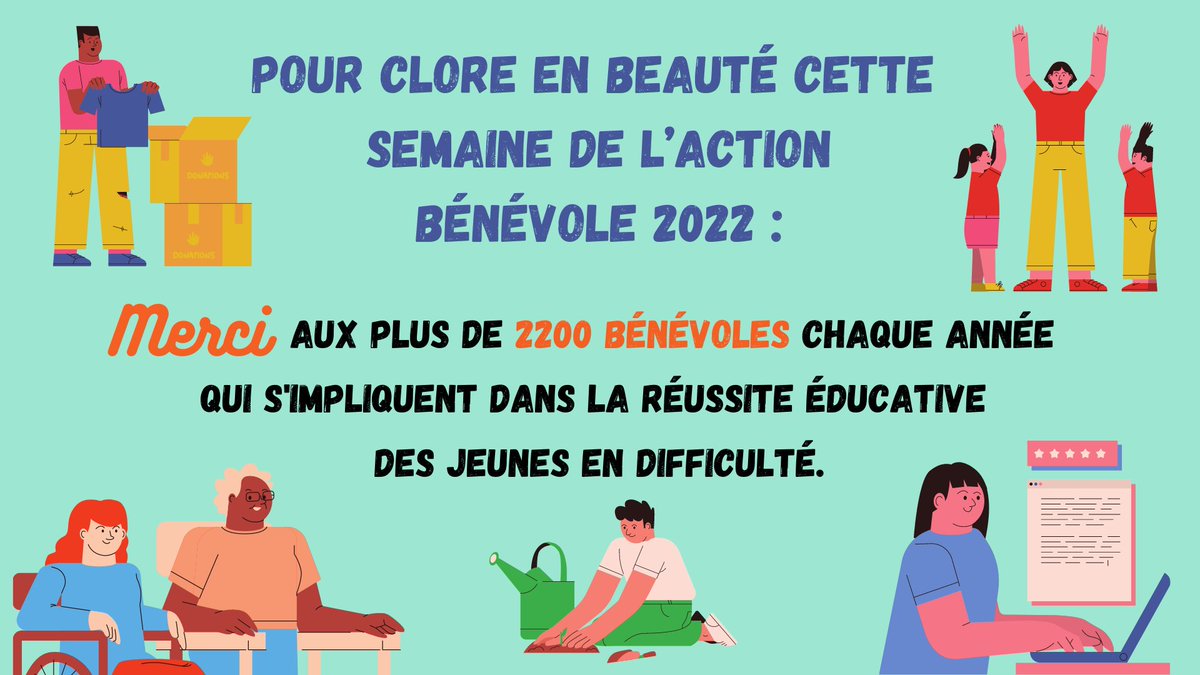 💗 À tous les bénévoles, merci du fond du cœur. Vous donnez vie aux organismes communautaires en lutte au décrochage!

Et merci à la Fédération des centres d’action bénévole du Québec <a href="/FCABQ/">FCABQ</a> pour cette superbe campagne!

#SAB2022 #LesBenevolesMettentDuCoeur #benevolat