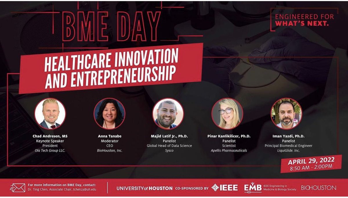 iyazdi's tweet photo. It was a pleasure to participate in the @UHBiomedEng BME Day - #healthcare #innovation and #Entrepreneurship sponsored by @IEEEembs Amazing hospitality extended by @makay58 and @UHBiomedEng department at @UHouston https://t.co/nxKMgq6xdE