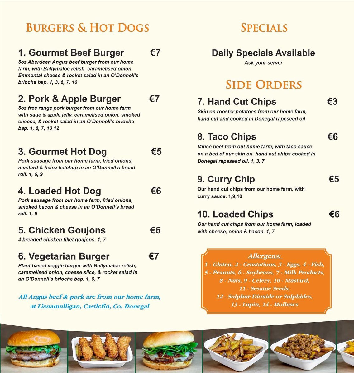 Apartotel's tweet photo. Here’s the menu for Lisnamulligan pop up street food in #Bundoran  - yummy breakfasts and tasty all-day farm fresh meals, to go or to enjoy in the garden - here all summer! @lisnamulligan #foodies #donegal https://t.co/RsXhRjkC9C