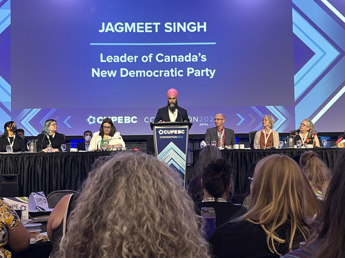 APBC873's tweet photo. @theJagmeetSingh addressing @CUPEBC Convention 2022 Delegates in Victoria, BC this afternoon. #CUPEBC2022 #Solidarity #UnionStrong https://t.co/4x7beB1UPZ
