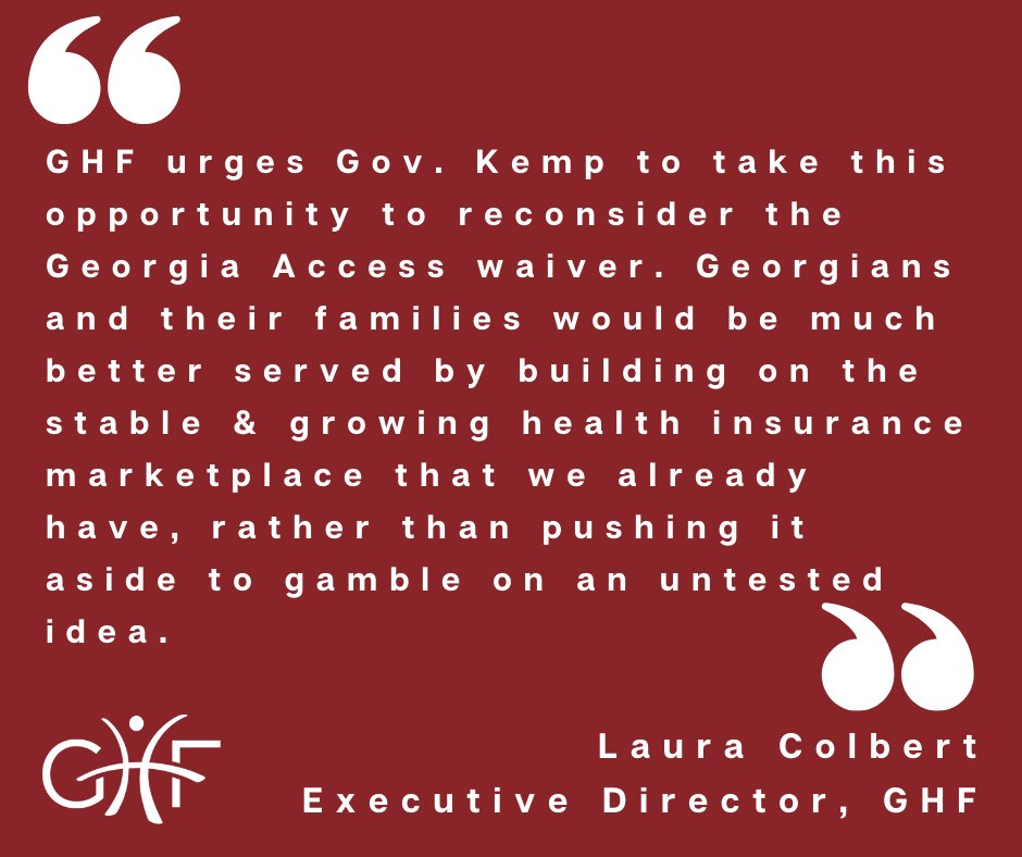 HealthyFutureGA's tweet photo. Today officials suspended Gov. Kemp's plan to separate GA from https://t.co/rvm3x1pKem with no replacement. Any plan that could disrupt coverage for 700k Georgians should be carefully considered, but state leaders have failed to answer basic❓s &amp; ignored likely coverage losses. https://t.co/CbLkpmUDAq