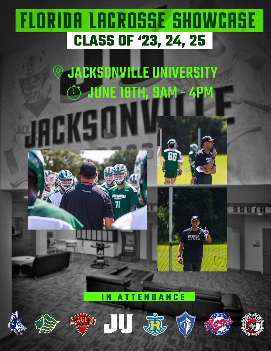 JAX_MLAX's tweet image. 🗣 Registration is open for the Jacksonville Lacrosse Showcase 🚨 

Open to 2023, 2024 and 2025 Graduating Classes! 

For more information and to register, visit JULacrosseCamps.com! 

#JUPhinsUp x #WTD88