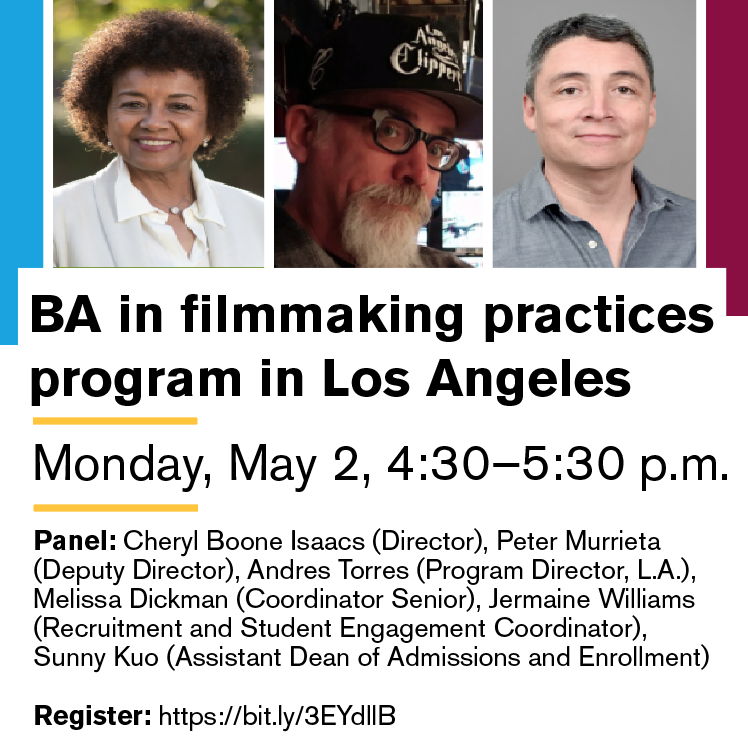 ASUHIDA's tweet image. Learn more about @ASU_filmschool’s BA in film with a concentration in filmmaking practices offered at the ASU California Center in downtown Los Angeles for California transfer students in a virtual info session Monday, May 2 at 4:30 p.m.  bit.ly/3EYdllB.