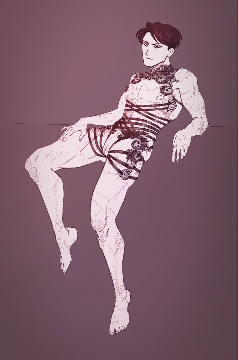 enneiav's tweet photo. my part of the art trade with the wonderful @0023atn, who drew such a fantastic lingerie levi for me! they chose the bodycage for this one 😌 https://t.co/0x9wKczI0x
