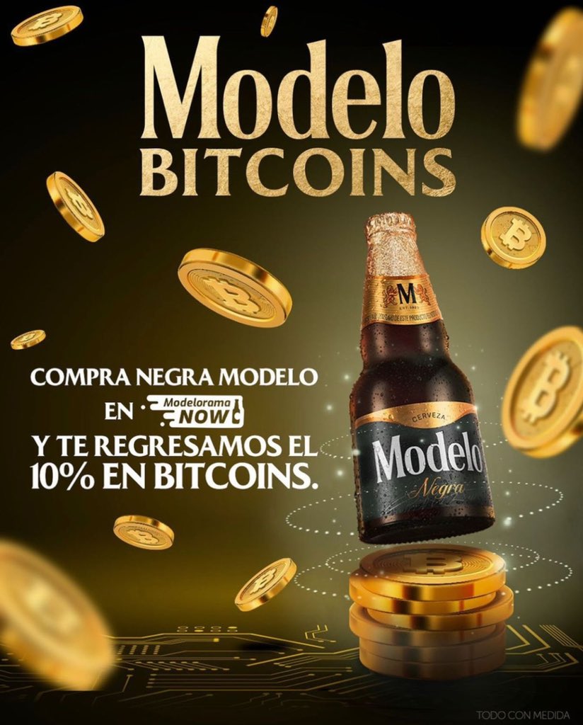 elocadenas's tweet photo. Qué increíble noticia! La @CervezaModeloMX regresando 10% en  #Bitcoin ¿Qué les parece @RicardoBSalinas @nayibbukele? 

https://t.co/rhtpxP4bX5 https://t.co/q0f0rHgeaN