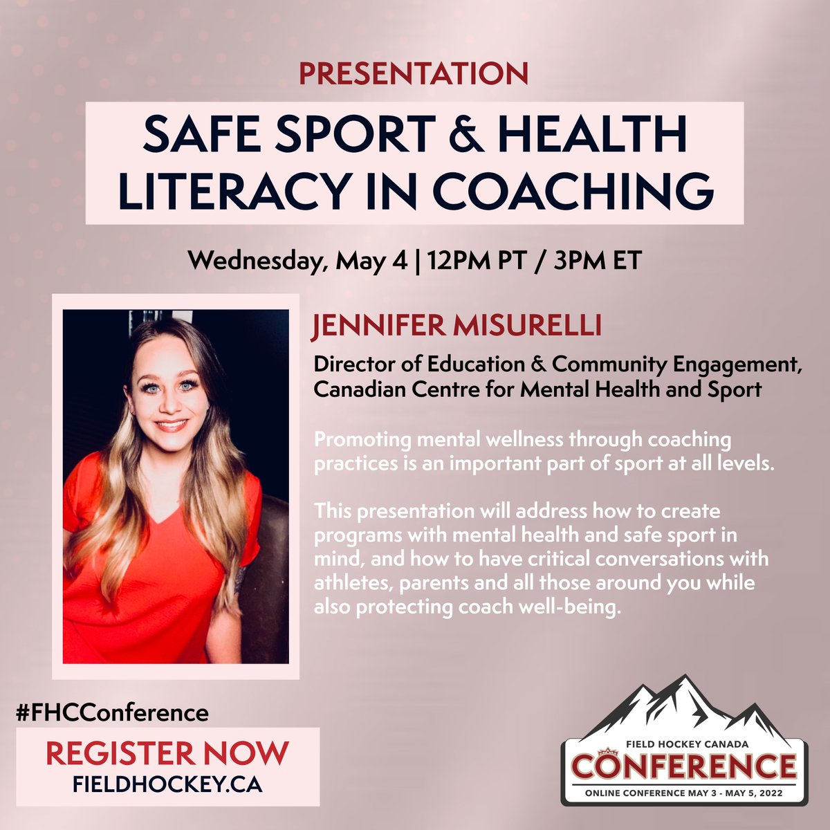 FieldHockeyCan's tweet photo. #FHCConference | SESSION ANNOUNCEMENT 🚨
Join Jennifer from CCMHS on Wednesday as she talks about creating programs with mental health and safe sport in mind & having critical conversations while protecting coach well-being!
Register now for FREE 👉 https://t.co/Ju7LO2fhcq https://t.co/yYdO5qM0Qk